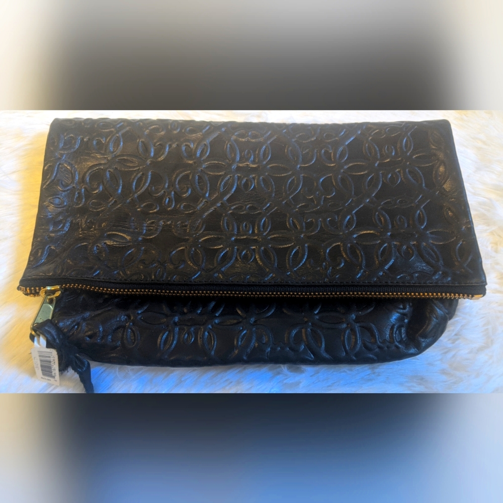 Alex and Ani Leather Geometric Embossed Clutch